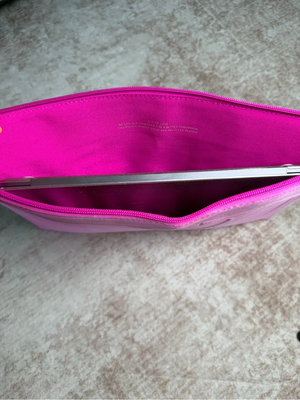 Valentino Garavani Hot Pink Velvet Tablet / Computer Sleeve Pouch 15” Wide